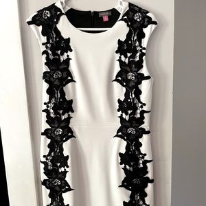 Vince Camuto Two-Tone Black & White dress with floral decal